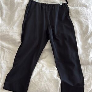 The Row Black Ankle Cropped Silk Pants